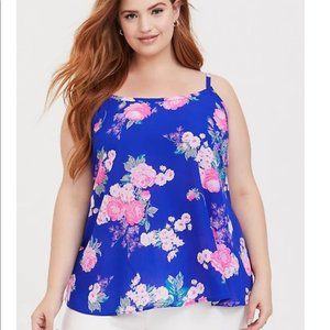 Torrid Bright Blue Floral Corset Back Tank Top, 2X